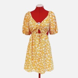 Pink Lily Orange & White Floral Cut Out Dress